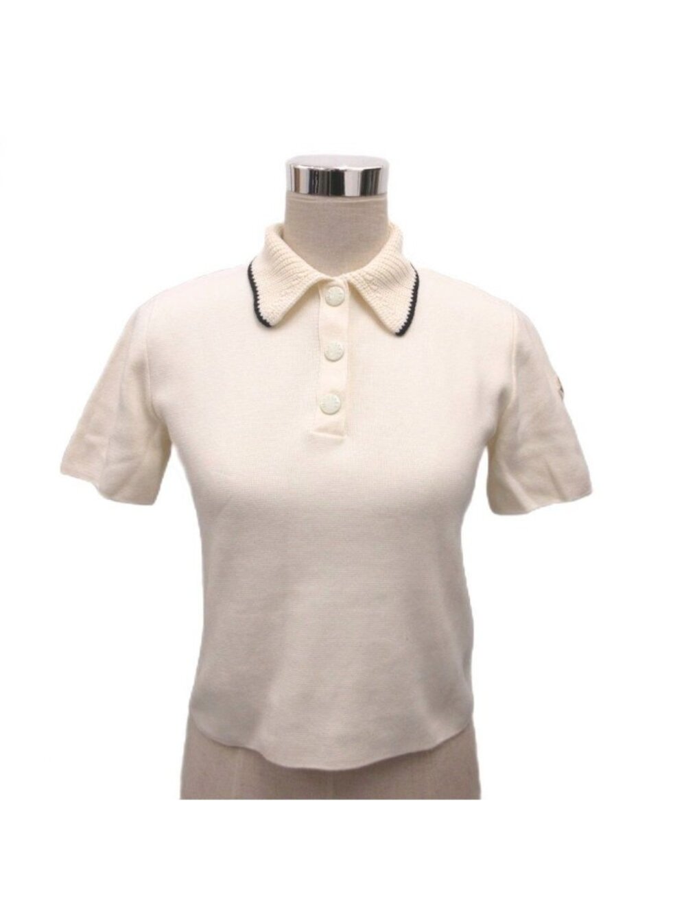 Moncler Polo Tricot Toriko Knit Shirt Short Sleeve Ivory Sweater XS